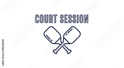 Minimalist line art illustration featuring two stylized crossed paddles, representing a dynamic court game or sports session, ideal for branding, event promotion, or athletic-themed design projects