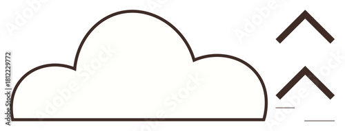Simplistic cloud outline with two upward arrows signifying progress, growth, and digital connections. Ideal for technology, innovation, cloud storage, data transfer, progress, growth and modern