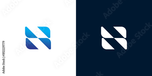 Modern abstract letter S or N logo design, featuring a sleek, intertwining geometric shape with a dynamic gradient, perfect for technology, business, or branding solutions
