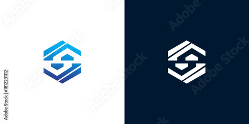 Sleek abstract S logo with interlocking arrow elements forming a modern hexagonal shape, ideal for technology, finance, and professional business branding