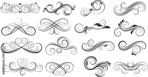 Collection of vintage decorative swirls and flourishes, perfect for adding an elegant touch to any design project