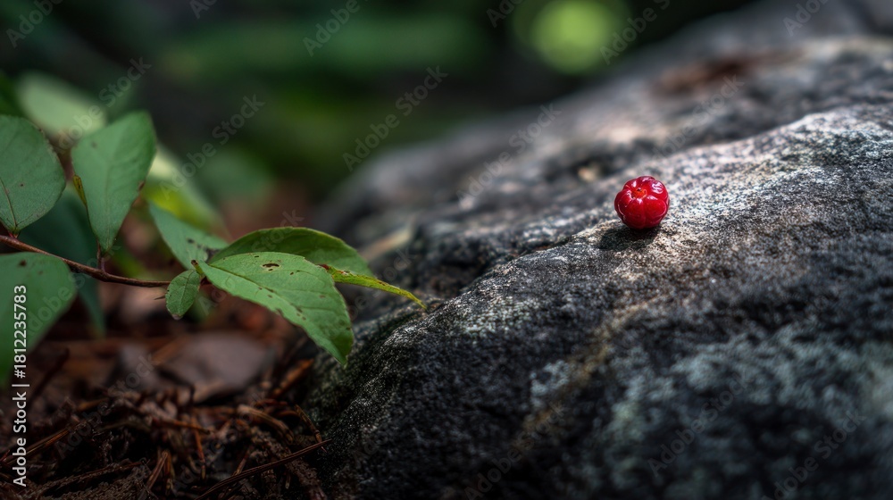 Obraz premium Red berry on rock