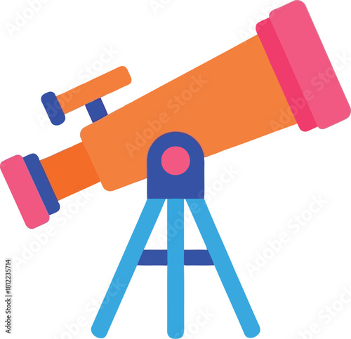 Orange telescope on blue tripod