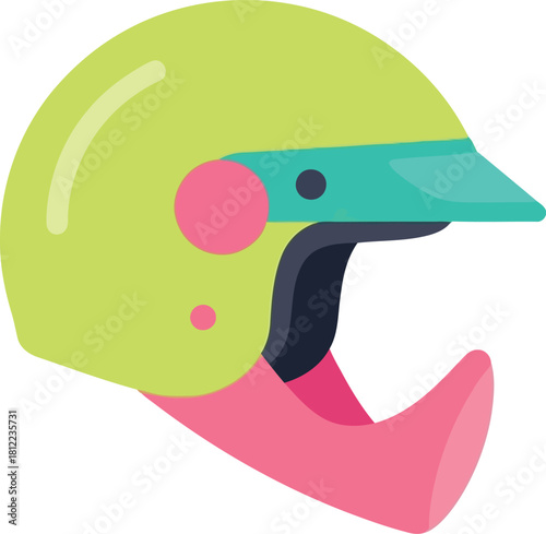 Bright neon motocross helmet action sports gear