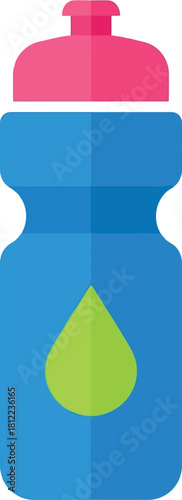Blue water bottle with pink cap hydration icon
