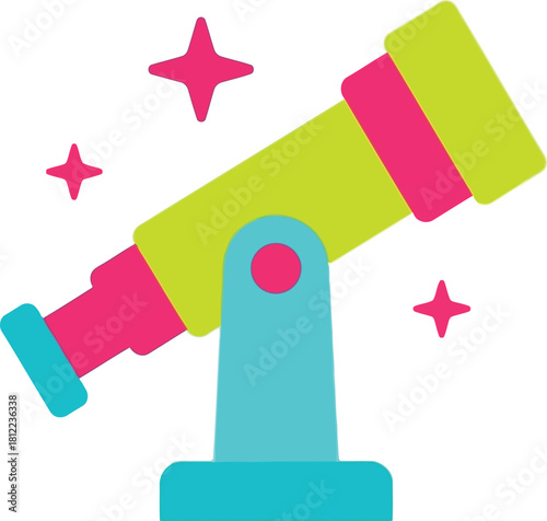 Colorful telescope stars flat icon