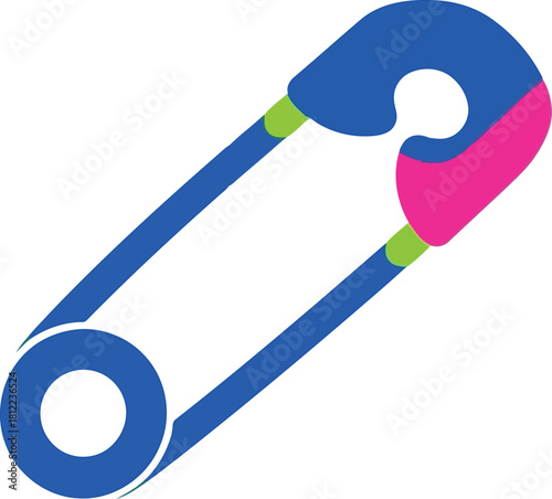 Bright safety pin icon blue pink white
