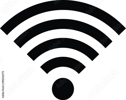 Simple black wifi symbol, representing wireless internet connectivity and technology in a clean and modern design