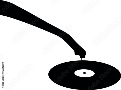 Vintage turntable needle on vinyl record