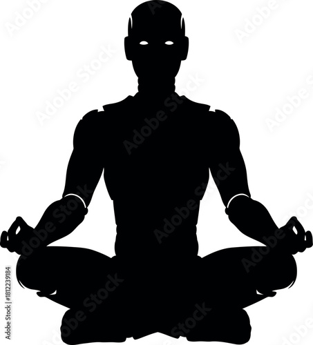 Silhouette of man meditating in lotus pose