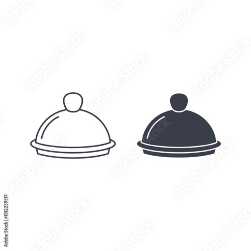 Cloche dish cover icons for food service restaurant design menu
