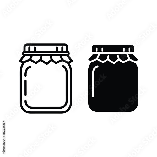 Jam jar icons, preserving container outline and solid graphic