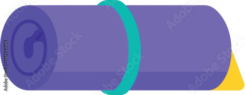 Rolled purple yoga mat with teal strap