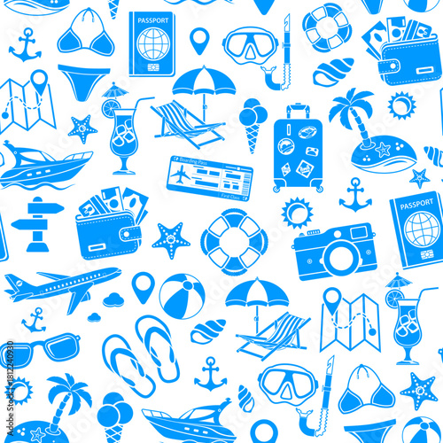 Vacation and Tourism Seamless Pattern