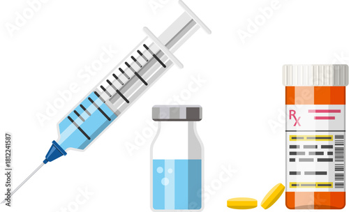Plastic Medical Syringe and Vaccine Vial Icon
