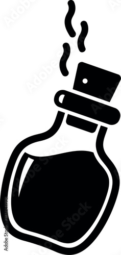 Magical potion bottle black white icon