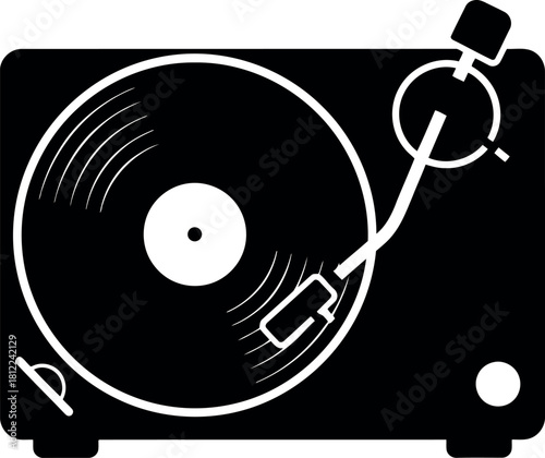 Retro turntable vinyl record player icon