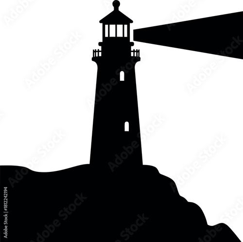 Lighthouse silhouette beacon coastal navigation