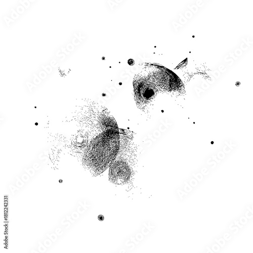 Abstract ink drawing isolated on with a galaxy concept