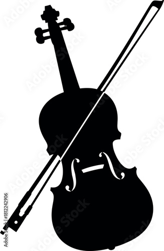 Black silhouette violin and bow