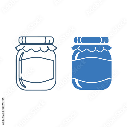 Food container jar simple line and filled vector icon