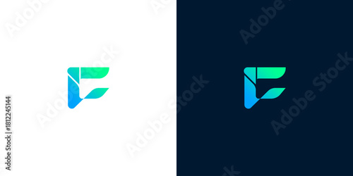 Modern Abstract Letter F Logo Design in Gradient Colors for Technology and Branding Identity