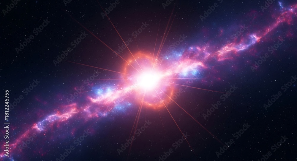 Fototapeta premium Cosmic explosion in deep space abstract artwork with radiant energy and stellar elements