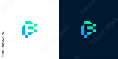 Abstract Pixel Lettermark Logo Design for Tech and Digital Branding in Gradient Colors