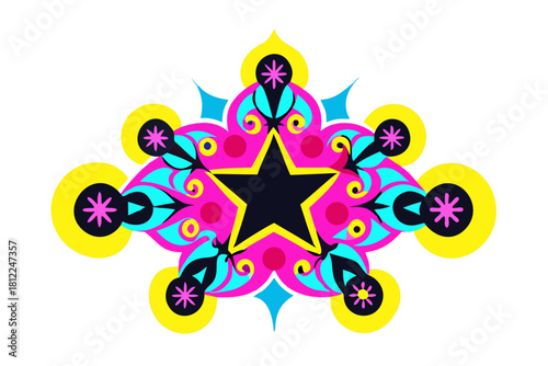 Green leafy line art in teardrop shape