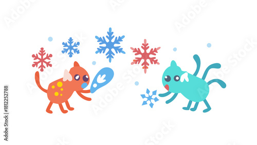 Snowflakes transforming into tiny glowing pets on Christmas Eve.