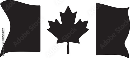 Canada Flag Silhouette Icon – Minimal Black Maple Leaf Vector