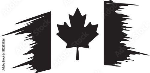 Canadian Flag Icon  Simple Maple Leaf Silhouette Design
