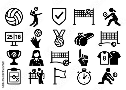 Vector illustration, volleyball activity, silhouette version