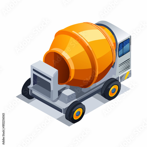 Concrete mixer truck – vector illustration of construction transport vehicle