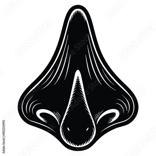 linocut style illustration of a nose high contrast