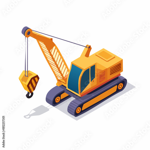 Crawler crane – vector illustration of construction lifting machine