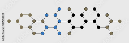Abstract Molecular Structure Graphic Illustrating Chemical Bonds and Composition Connectivity Representation in Varied Colors on a Plain Background