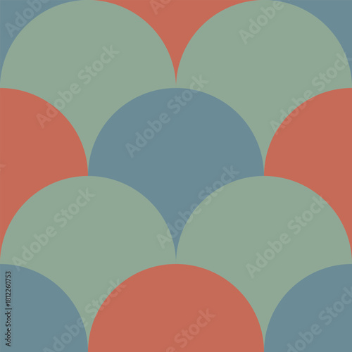 Geometric fish scale seamless pattern. Modern Seigaiha vector background with Scandi colors. Minimalist Japanese texture for Children's Day packaging, textile print, or aesthetic graphic design.