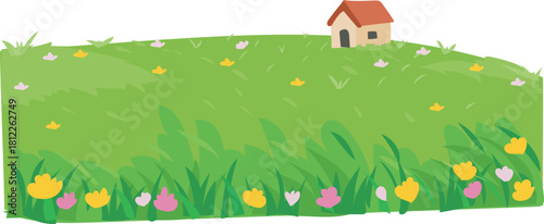 Flower meadow farm illustration