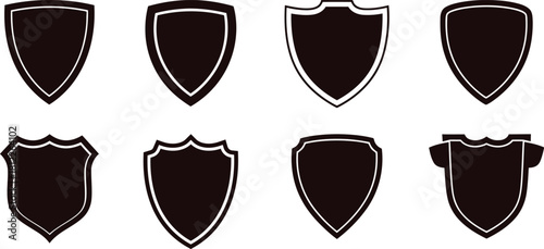 Collection of different shield silhouettes for heraldry and security