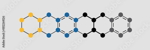Molecular Structure Visualization Chemical Compounds Benzene Rings with Different Colored Atoms Representing Chemical Elements Composition and Properties