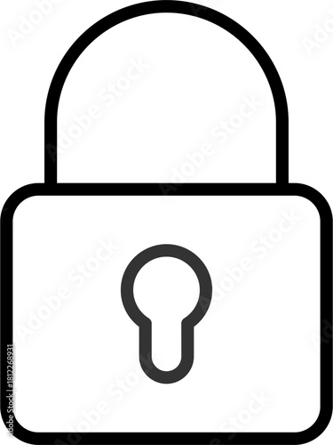 Simple Gated Lock Keyhole Outline Line art style Icon Symbol Sign Vector