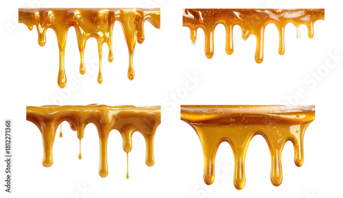 Sweet Caramel Drips: A collection of tantalizing caramel drips cascade with a slow, inviting flow. A feast for the eyes and a promise of delightful indulgence.