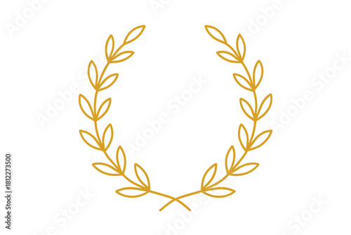 Minimalist golden laurel wreath frame design element for awards and decoration