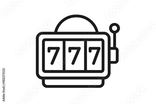 Classic casino gambling machine showing the winning triple seven jackpot combination