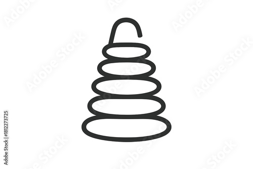 Minimalist coiled metal spring component used in mechanical engineering and physics