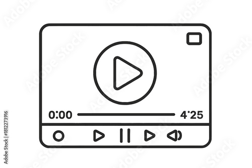 Minimalist video player interface with play button and timeline controls