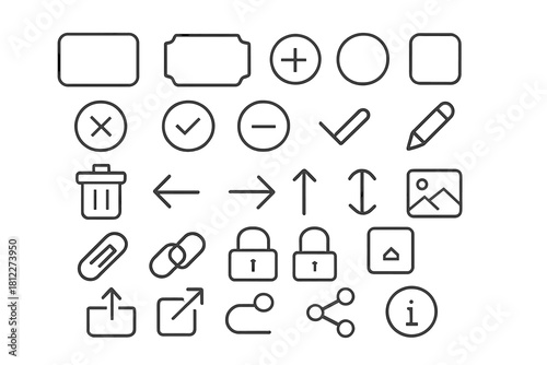 Outline user interface icons collection for web and mobile applications design