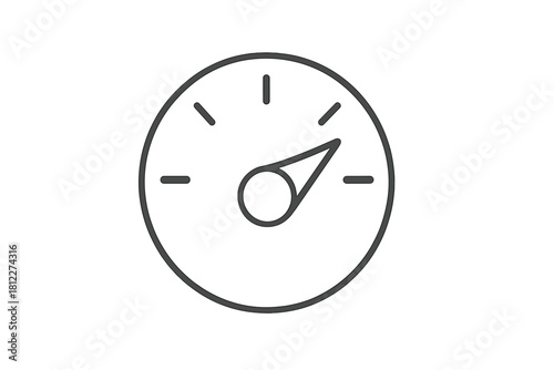 Minimalist outline performance gauge or speedometer dial indicating high speed or maximum capacity