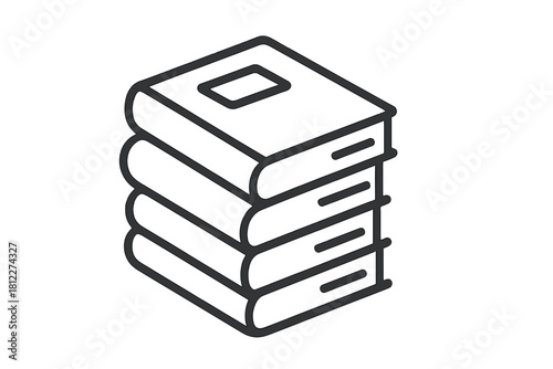 Outline icon of a simple stack of four closed books symbolizing education and knowledge